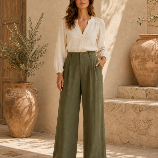 Pantalon Alma Chanvre Vert olive