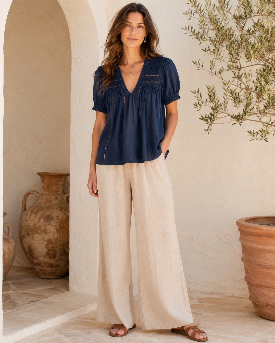 Top Mia en coton biologique Bleu Etikashion