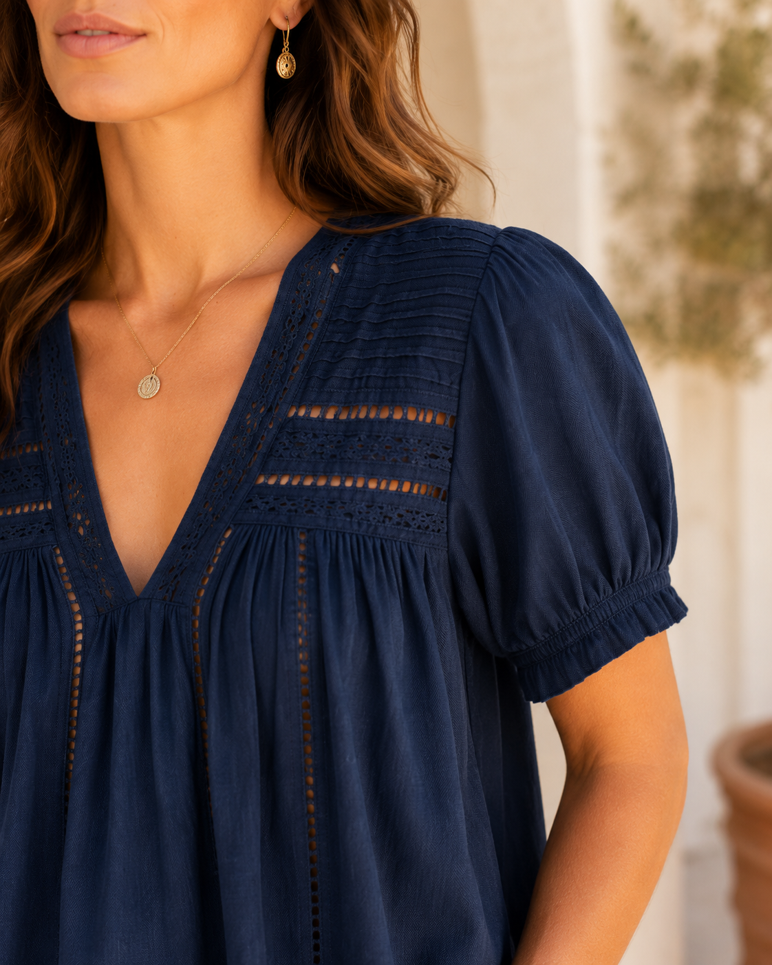 Top Mia en coton biologique bleu matière Etikashion
