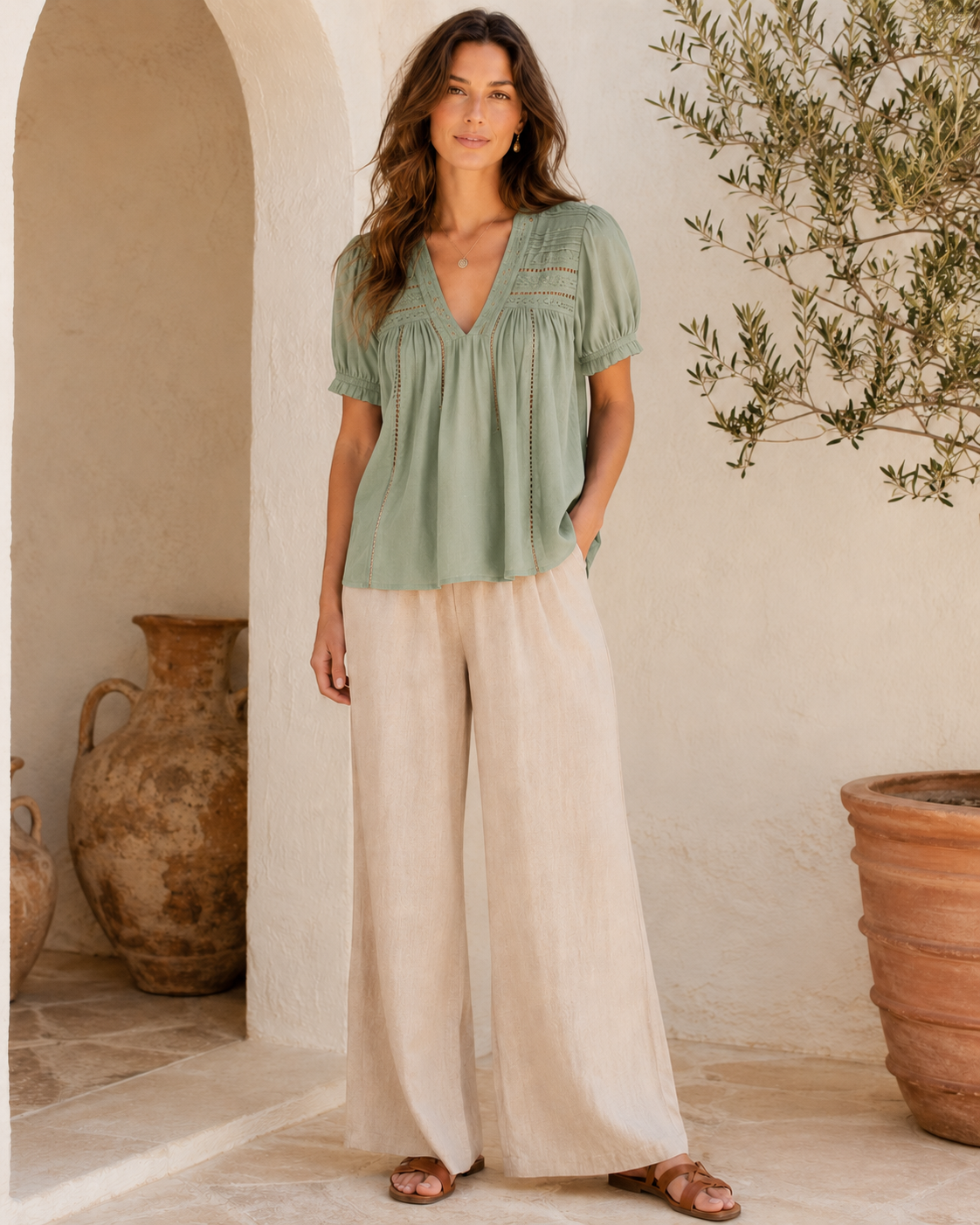 Top Mia en coton biologique vert Etikashion