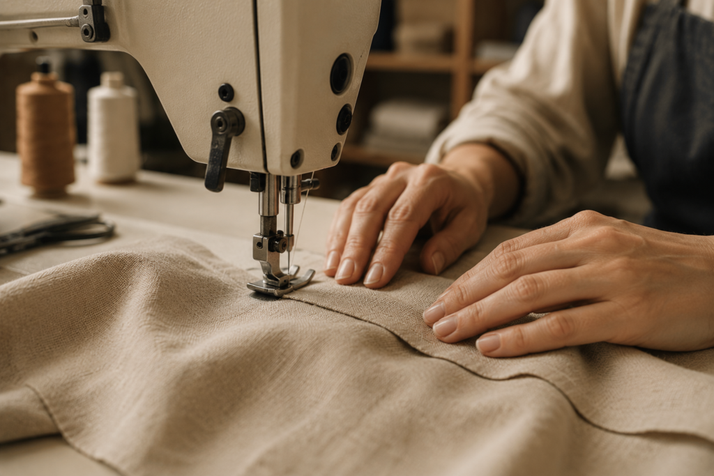 Femme dans un atelier de couture