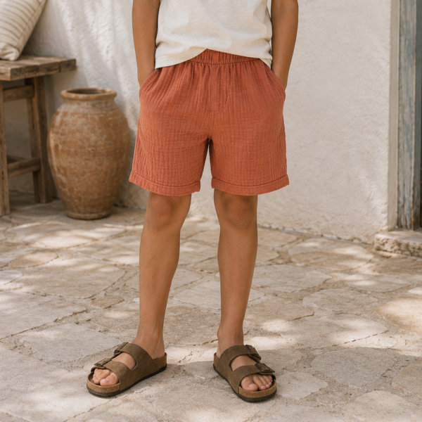 Garçon portant une culotte terracota