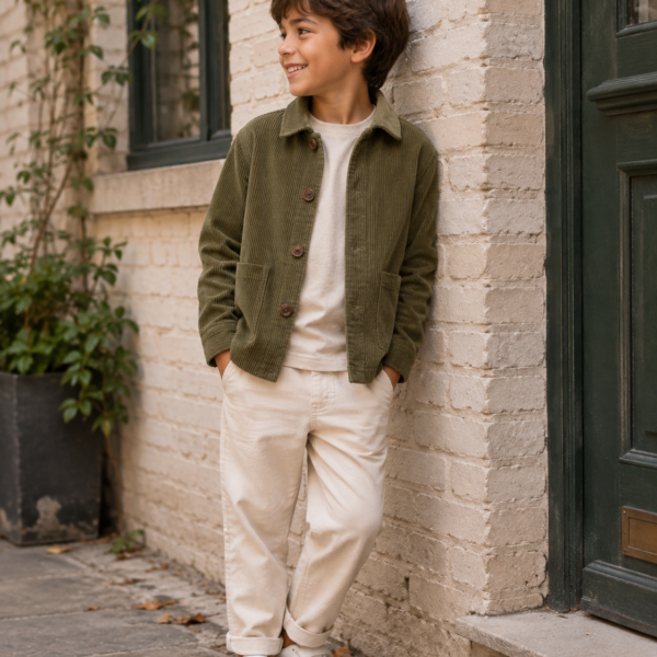 Garçon portant un pantalon beige