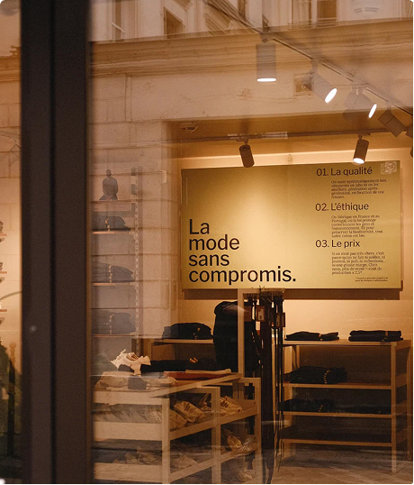 Boutique de mode éthique mettant en avant une mode sans compromis