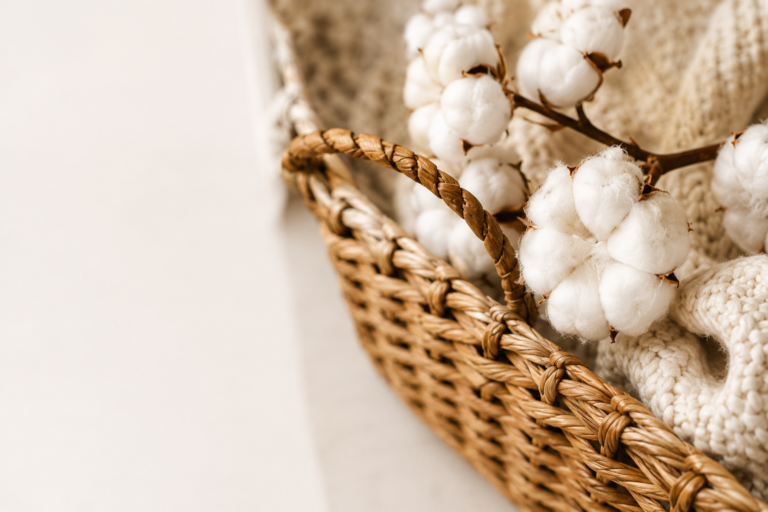 Du coton dans un panier