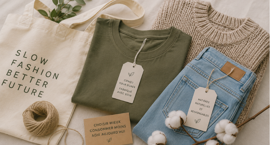 Femme portant une tenue responsable illustrant la Slow Fashion