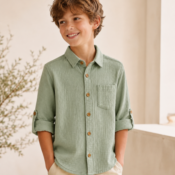 Chemise Léo garçon en coton biologique Etikashion